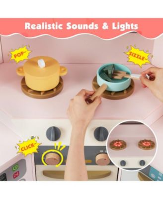 Corner Pretend Kitchen Playset with Stoves, Lights, and Sounds