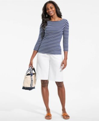 Plus Size Sport Knit High Rise Pleated 12" Bermuda Shorts