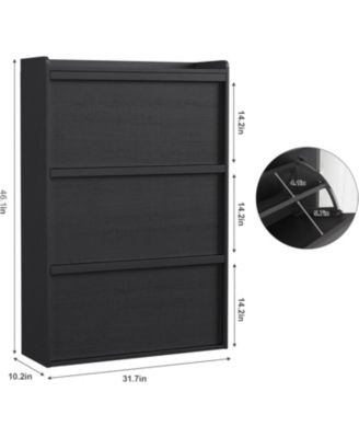 Wooden Shoe Cabinet with 3 Flip Drawers – Adjustable Shelf Shoe Organizer, Hidden Freestanding Shoe Storage for Entryway, Hallway, Living Room