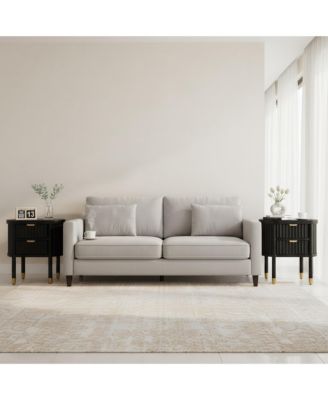 1-Pc Solid Wood Gold-Handle Nightstand Furniture