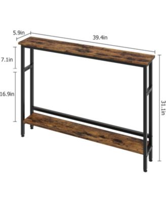  Sofa Table, 2 Tier Skinny Console Table with Adjustable Shelf, Slim Behind Couch Table for Living Room