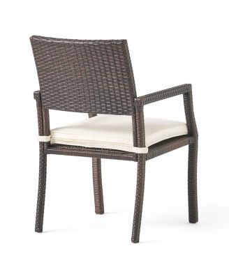 Set of 2 Outdoor Wicker Dining Chairs Water Resistant Cushioned Seats Lightweight Durable for Patio Hosting