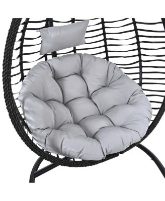 Streamdale Indoor Outdoor Hanging Hammock Chair with Stand, Foldable Rattan Egg Swing Chair