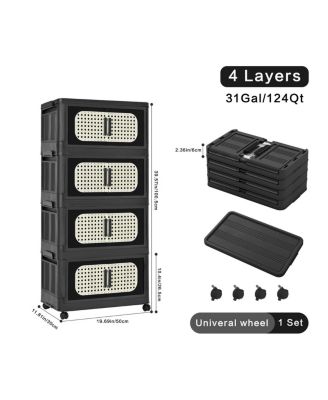 American Retro Folding Storage Cabinet with Wheels