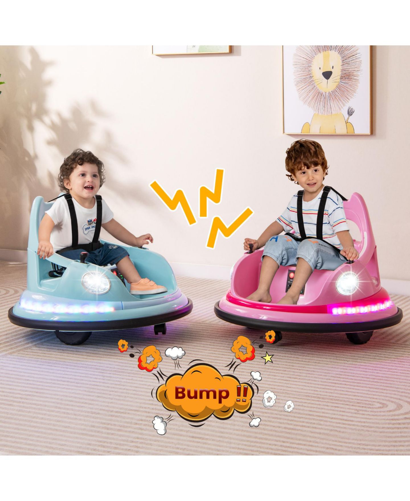 Детская игрушка Mecale 12V Spinning Bumper Car with Remote Control Ride-On, 26.5"L x 25.5"W x 19"H, 3–8 лет, цвет: Синий — фото 9