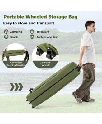 Foldable 2-Person Camping Cot Tent Combo with Pop-Up Shelter and Wheeled Carry Bag