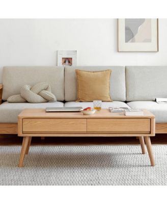 Solid Wood Lift-Top Coffee Table with Hidden Storage & Rounded Corners