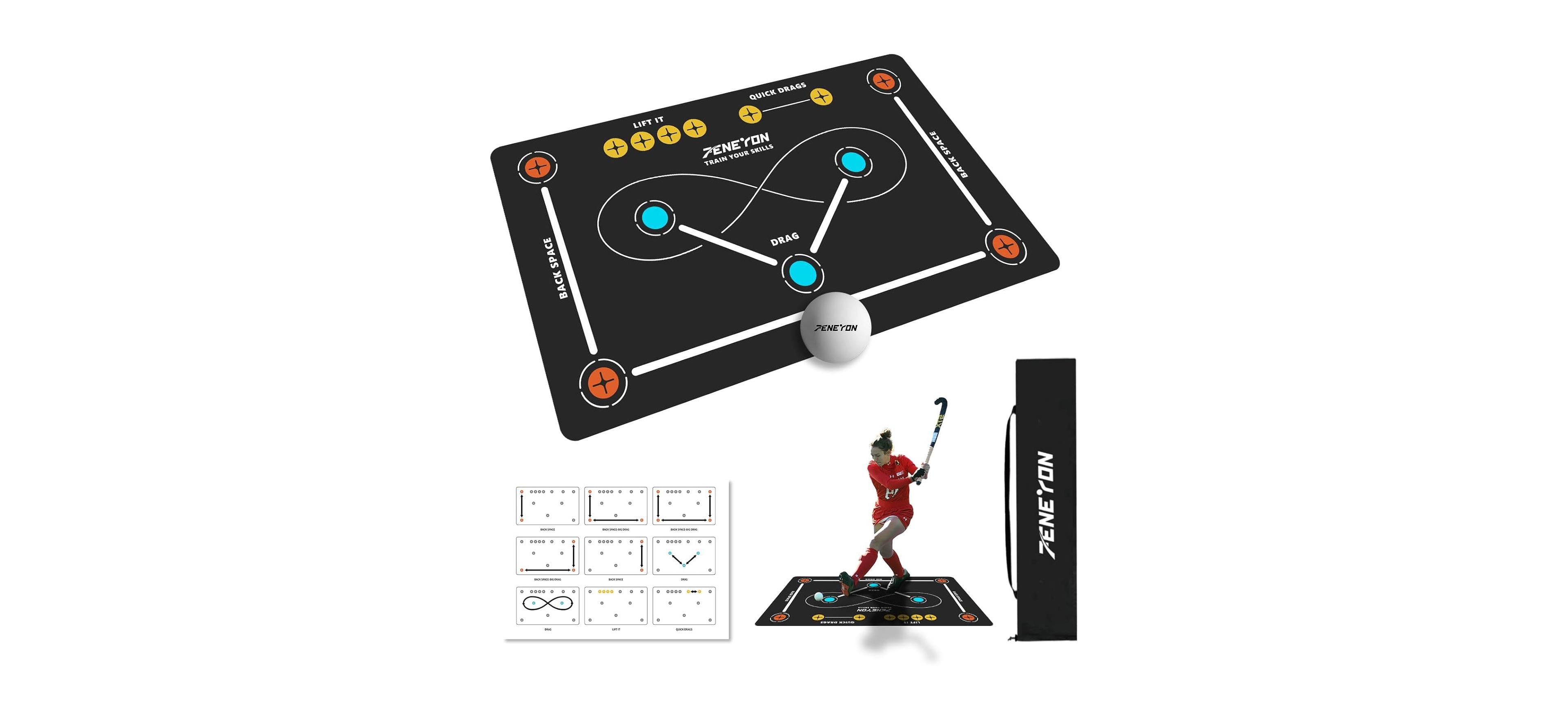 peneyon Field Hockey Training mat | Indoor/Outdoor Hockey Equipment for All Ages,Anti-Slip and Quiet Surface,The Best Gift for Field Hockey Training