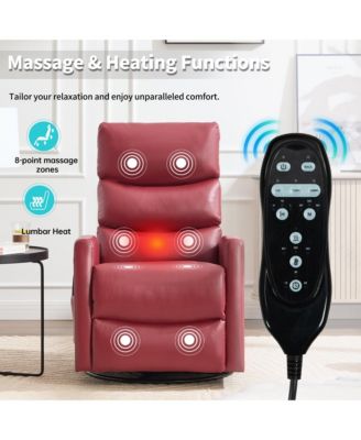 Manual Recliner Chair with Heat & Massage for Living Room, Faux Leather - Rocker Swivel Chair.