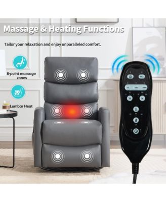 Manual Recliner Chair with Heat & Massage for Living Room, Faux Leather - Rocker Swivel Chair.