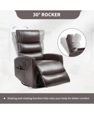 Manual Recliner Chair with Heat & Massage for Living Room, Faux Leather - Rocker Swivel Chair.