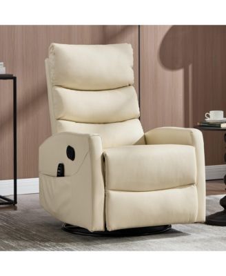 Manual Recliner Chair with Heat & Massage for Living Room, Faux Leather - Rocker Swivel Chair.