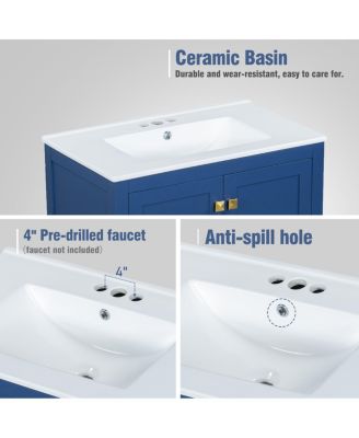 30" Bathroom Vanity with Sink, Solid Wood Cabinet & Soft Close Doors, Drawer Storage for Modern Bathrooms