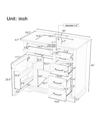 36" Bathroom Vanity with Ceramic Sink, Classic Modern Rubber Wood Cabinet & Ample Drawer Storage for Small Spaces
