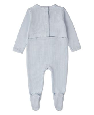 Baby Boys Framed Florals Ribbed Cotton-Blend Embroidered Footie