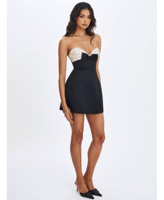 Women's Polka Dot Sweetheart Mini Dress