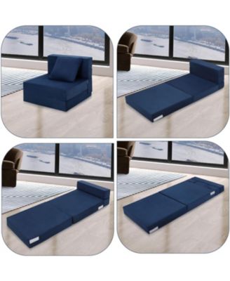 Memory Foam Folding Sofa Bed – Convertible Futon Chair with Pillow for Living Room, Bedroom or Dorm