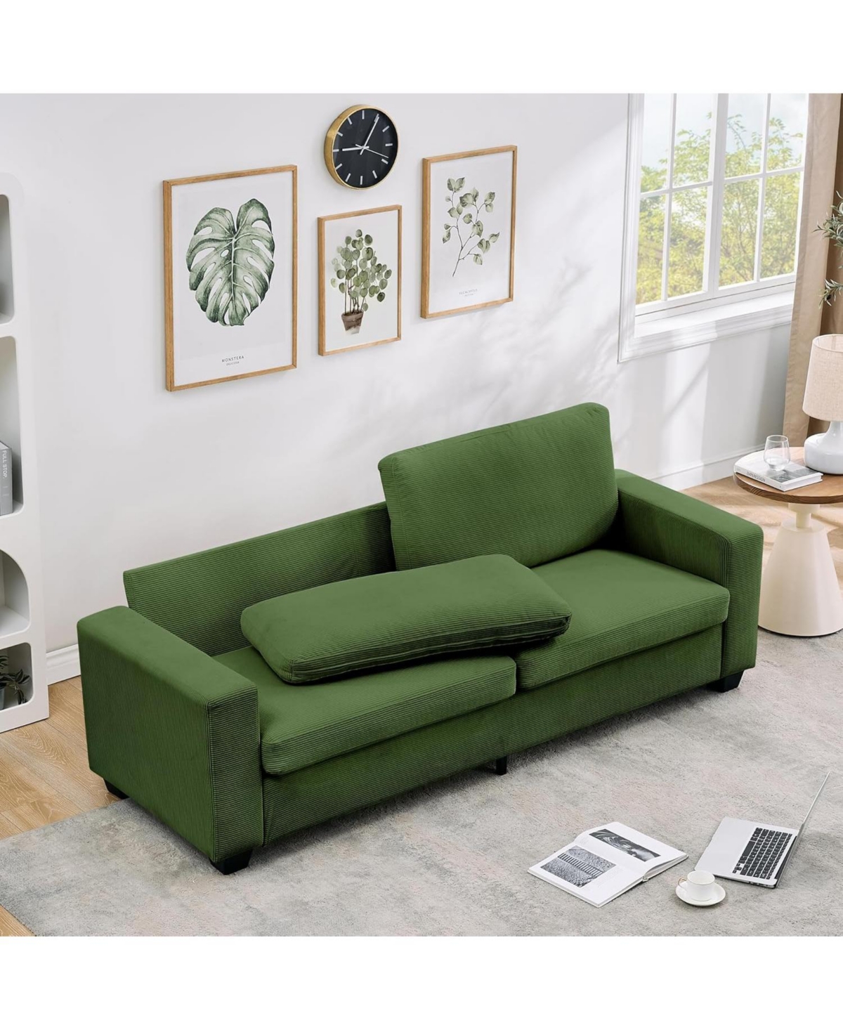 gaomon 83" Modern Sofa, Corduroy 3 Seater Deep Seat Couch with Wide Armrest, Removable Washable Cushion Cover, Comfy Sofa for Living Room