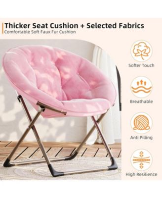 Comfy Oversized Saucer Chair – Soft Plush Fabric Reading Lounger for Adults, Stable Metal Frame