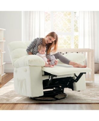 Oversized Recliner Chair for Adults with 360° Swivel & Rocking Function, Soft Chenille Upholstery, Extra Wide Manual Recliner Sofa