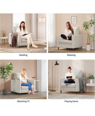 Sofa Accent Chair, 33" Upholstered Reading Sofa Chairs for Small Spaces,Mid Century Arm Chair, Solid Wood Frame, Tool-Free Assembly