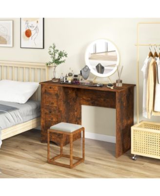 Wood Computer Desk Workstation with 2 Drawers for Home Office