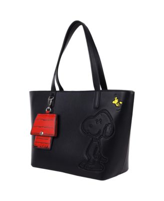 Danielle Nicole Peanuts Snoopy Minimal Black Tote Bag with Doghouse Cardholder