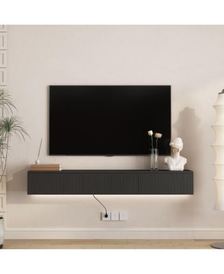 Floating TV Stand with 16 Color LEDs, Modern 65" Entertainment Center