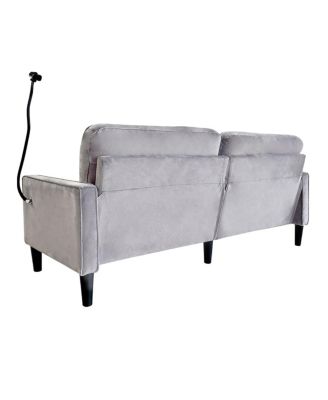  Modern Loveseat Sofa with Chenille Recliner, Removable Cover & Spring Cushions