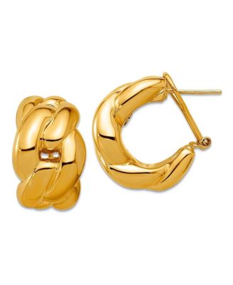 Solid 18k Gold 22x14mm Curb Link Omega Back Earrings