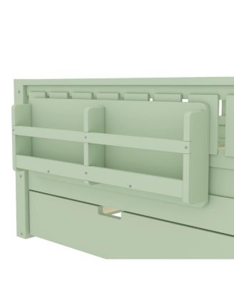 Avocado Full Bed with Bookshelves, Staircase, Safety Rails, and Trundle