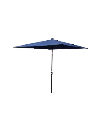 Square Solar LED Patio Umbrella with Crank & Base