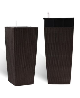  30" Tall Large Self-Watering Planter with Inner Tray & Water Level Monitor