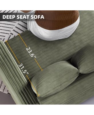 102" Plush Corduroy 4-Seat Sofa with Movable Ottoman