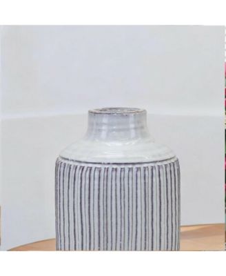 Rustic Ribbed Terra Cotta Vase Charming Home Decor Accent