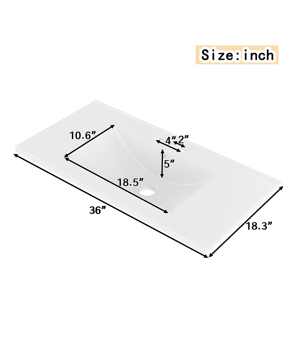 Sillysis 36" Bathroom Vanity with Sink, Solid Wood Cabinet, 4 Drawers and Side Storage for Small Bathrooms