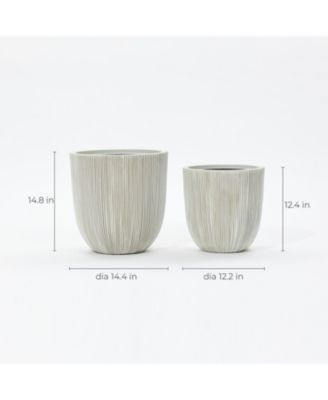 2-Piece Tapered Round Plastic Planters Set, Mediterranean