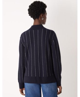 Women's Stripe Wool Funnel Neck Knit Sweater