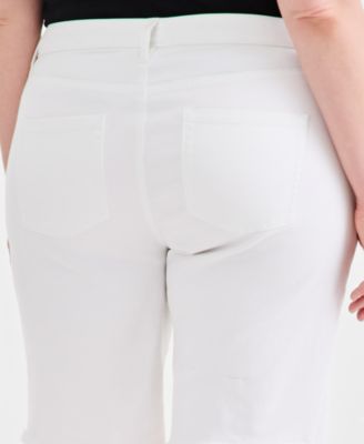 Plus Size Plus Size Mid-Rise Raw-Edge Bermuda Shorts