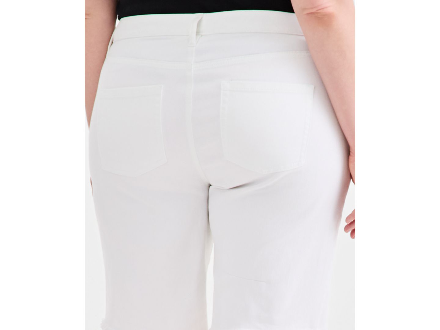 Женские шорты Style & Co Plus Size Mid-Rise Raw-Edge Bermuda Jean, цвет: Яркий белый — фото 5