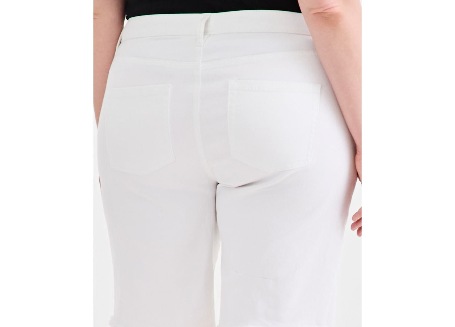 Plus Size Mid-Rise Raw-Edge Bermuda Jean Shorts