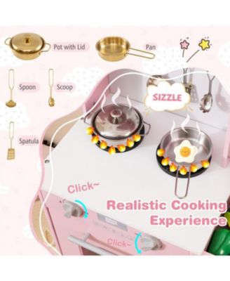 Kids Wooden Chef Pretend Play Kitchen with Adjustable Heights