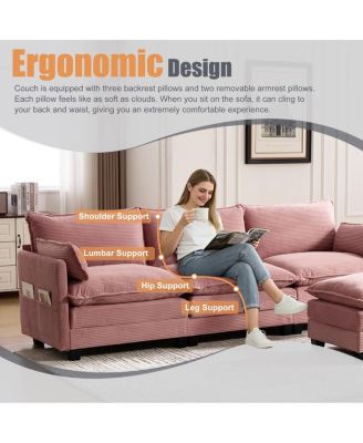 102" Oversized Modular Sectional Sofa with Movable Ottoman