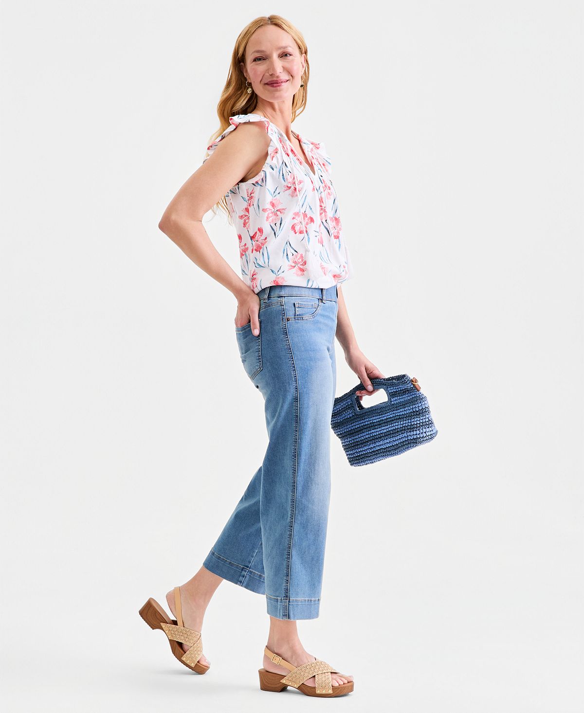 Style & Co Women's High Rise Pull-On Cropped Jeans, Macy's Exclusive view 2 — MAYCSS fashion products
