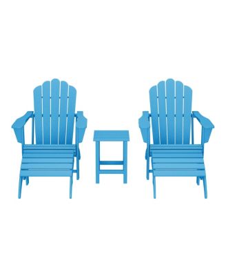 5-Piece Adirondack Chair with Folding Ottoman and Table Set
