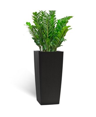 30" Tall Large Self-Watering Planter with Inner Tray & Water Level Monitor, Black