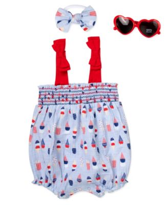 Baby Girls' Ice Cream Print Romper, Headband and Sunglasses, 3-Piece Set
