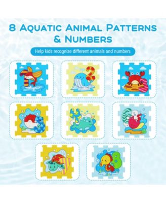 8-Piece Educational Interlocking Baby Play Mat with Animals and Numbers