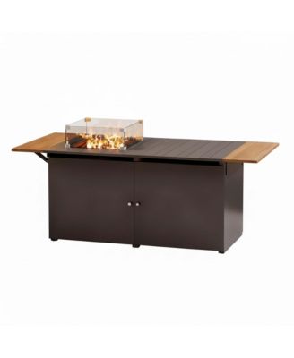 64" Iron Foldable Fire Pit Table with Storage – Fire Pit Table