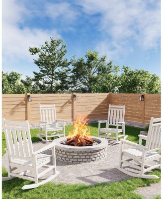 HDPE Rocking Chair Outdoor Set of 4 - Poly High Back Porch Rocker Chairs for Adults - All Weather Resistant Furniture for Patio Front Porch